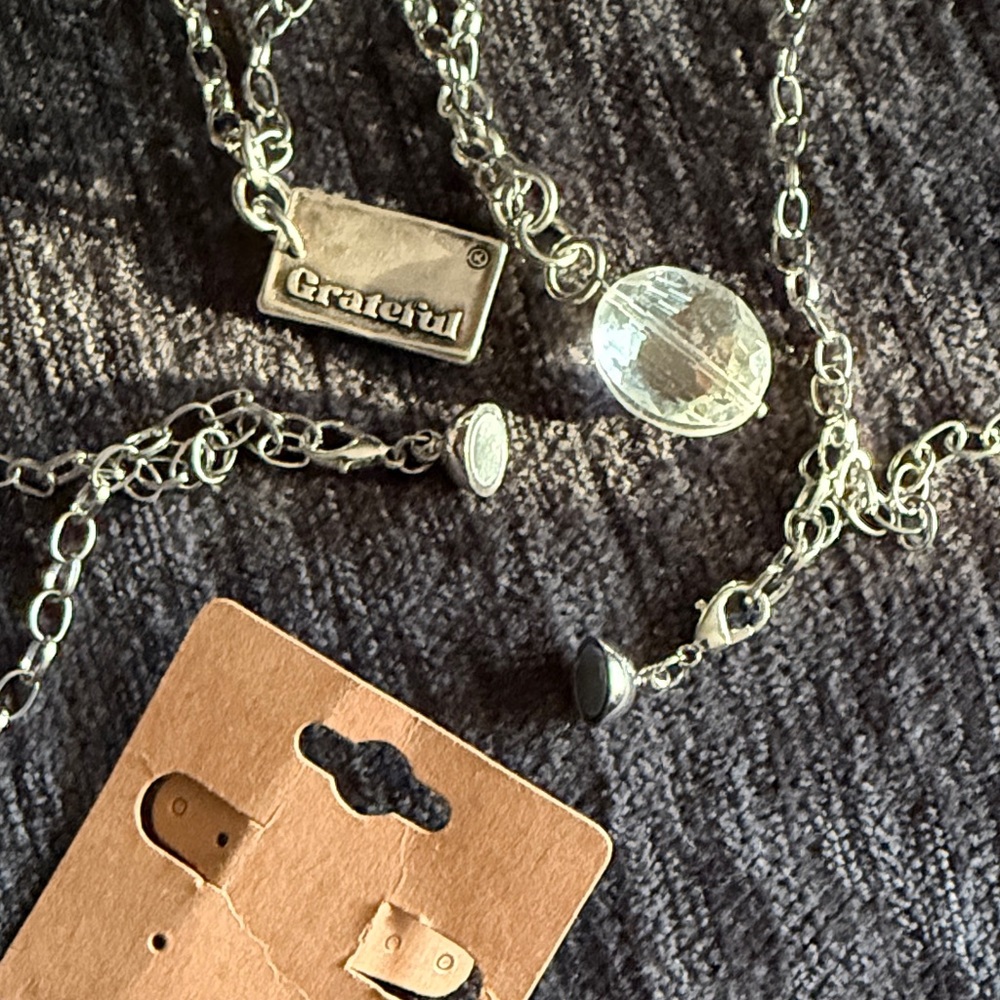 Double Layered Silver Heart Necklace - Picture 6 of 10